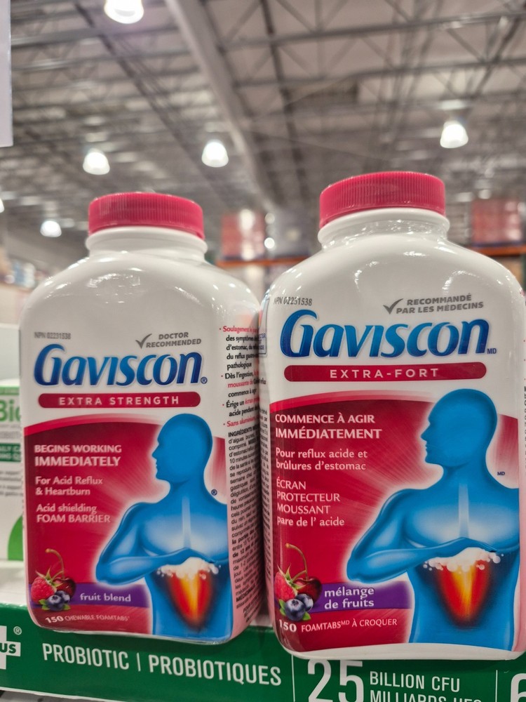 2 x Gaviscon Extra Strength 150 Chewable Tablets | Fruit Flavour | Canada Import