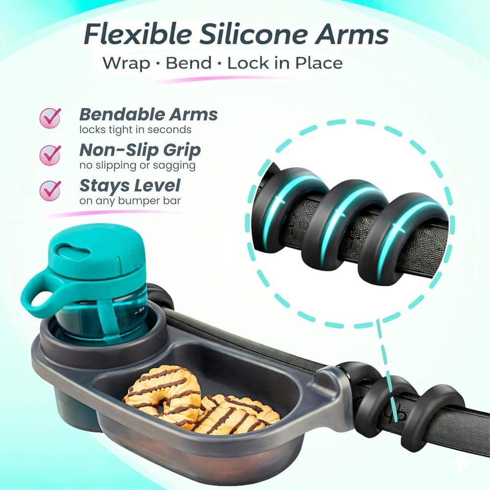 Snack Tray for Strollers: Easy Install & Dishwasher Safe - Perfect for Outings