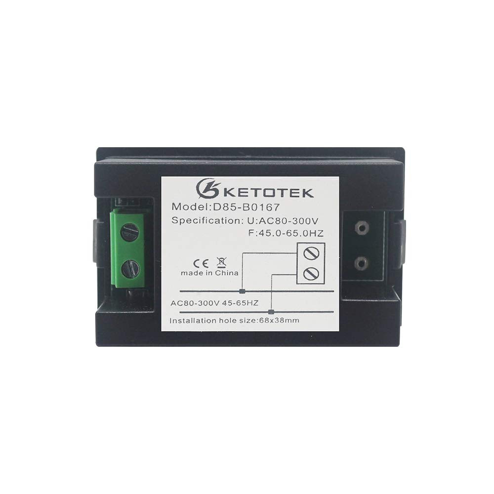 KETOTEK Digital AC Voltmeter Panel Mounting Meter AC80-300V Frequency Counter 45