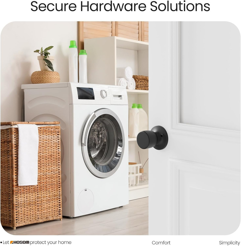 6 Pack Dummy Door Knobs，Matte Black Door Knobs Keyless Interior/Exterior Door Lo