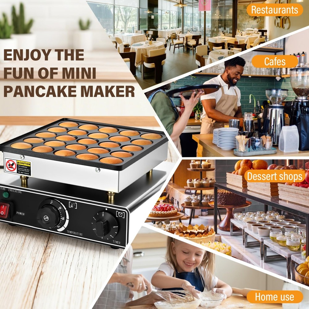 Mini Pancake Maker, 25PCS Mini Dutch Pancake Maker 110V Non-stick Adjustable ...
