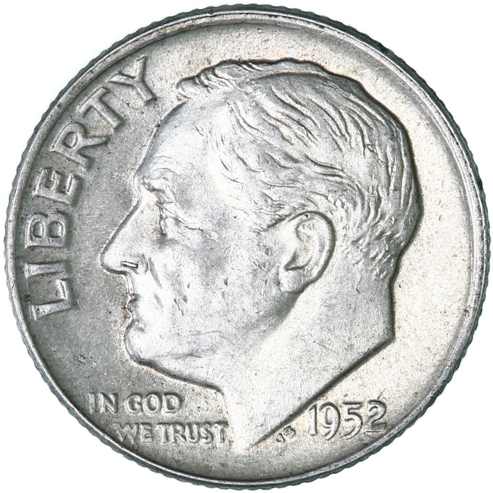 1952 D Roosevelt Dime 90% Silver About Uncirculated AU