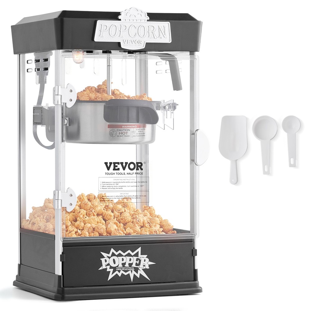 VEVOR Popcorn Popper Machine Tabletop Mini Popcorn Maker 480W 4 Oz Black