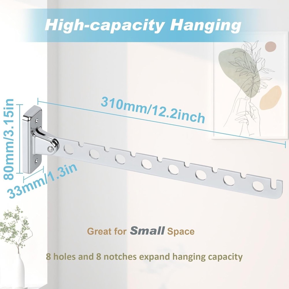Folding Clothes Hanger,Stainless Steel Wall Mounted Drying Rack,Space Saving ...
