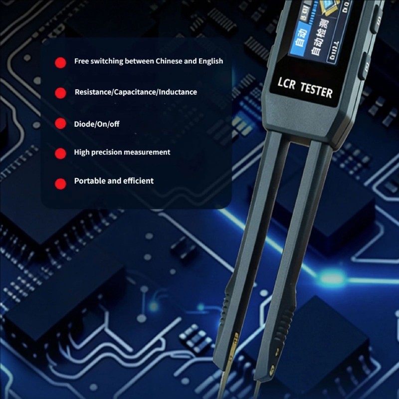 Professional Meter Electronic Testing Tweezer LCD Display Auto Recognition