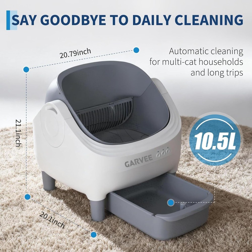 Self Cleaning Litter Box, Open-Top Automatic Cat Litter Box with APP Control