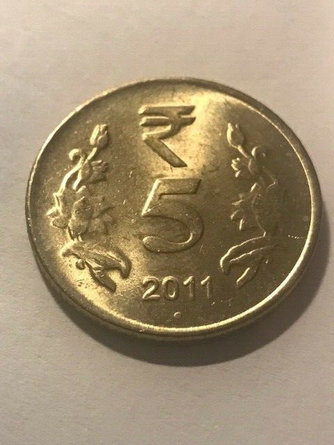 2011 "O" India 5 Rupee Unc+ #18857