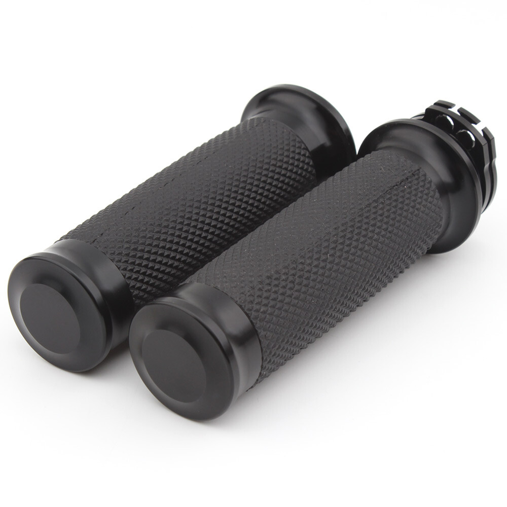 Pair Aluminum 1" Black Handle Bar Hand Grips Fit For Harley Sportster Road King