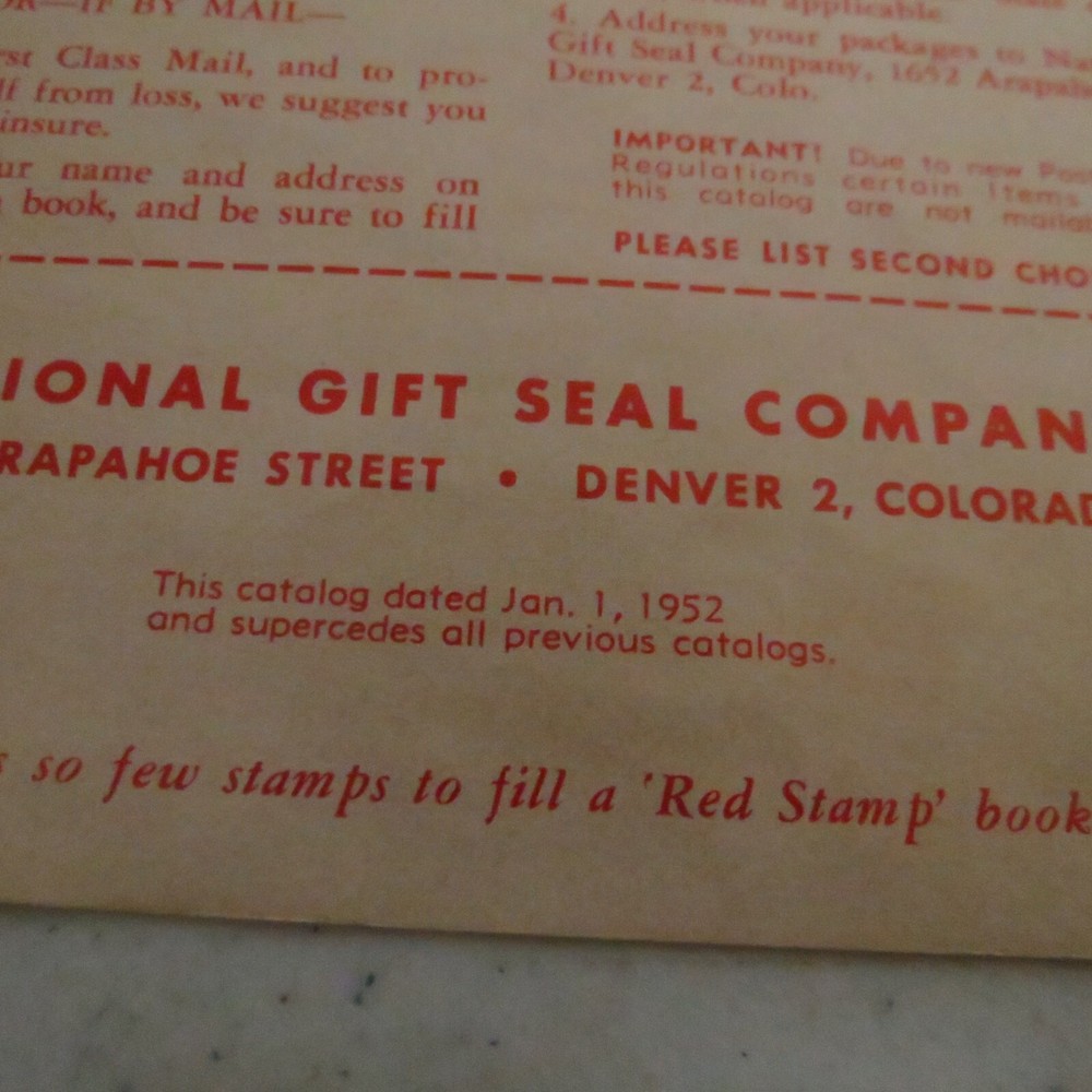 Red Stamp Premium Catalog 1952 National Gift Seal Denver CO Knapp Monarch Salem