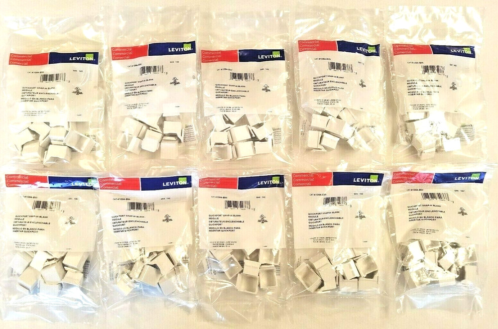 41084-BW Leviton Blank QuickPort Insert, White - 100 COUNT