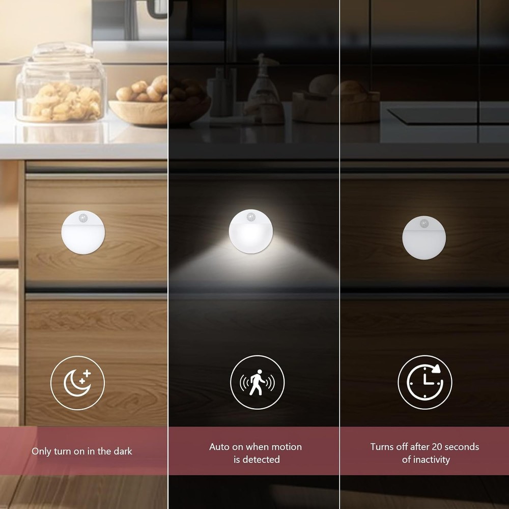 Motion Sensor Light 4 Pack Motion Sensor Night Light Battery Operated Closet ...