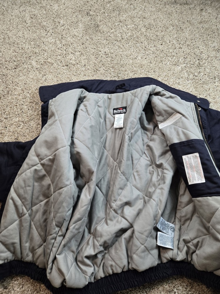 Bulwark FR Work Jacket Mens Small Blue Bomber Flame Resistant Full Zip