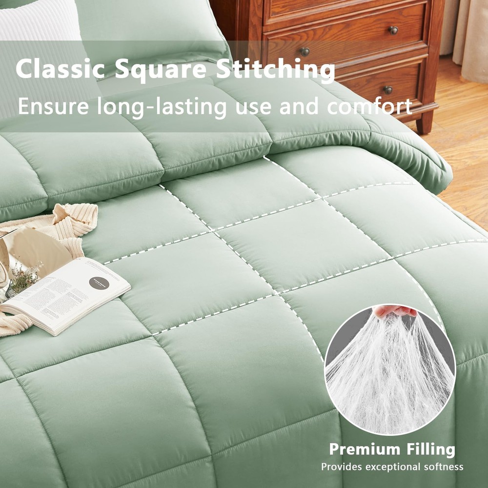 CozyLux King Size Comforter Set - Sage Green King,