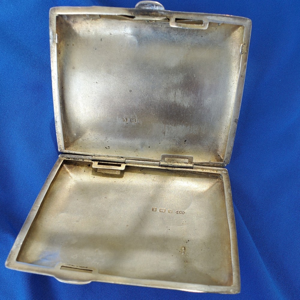 Rare Solid SILVER Hand Engraved Compartment Cigarette Vesta Case Monogram c1860