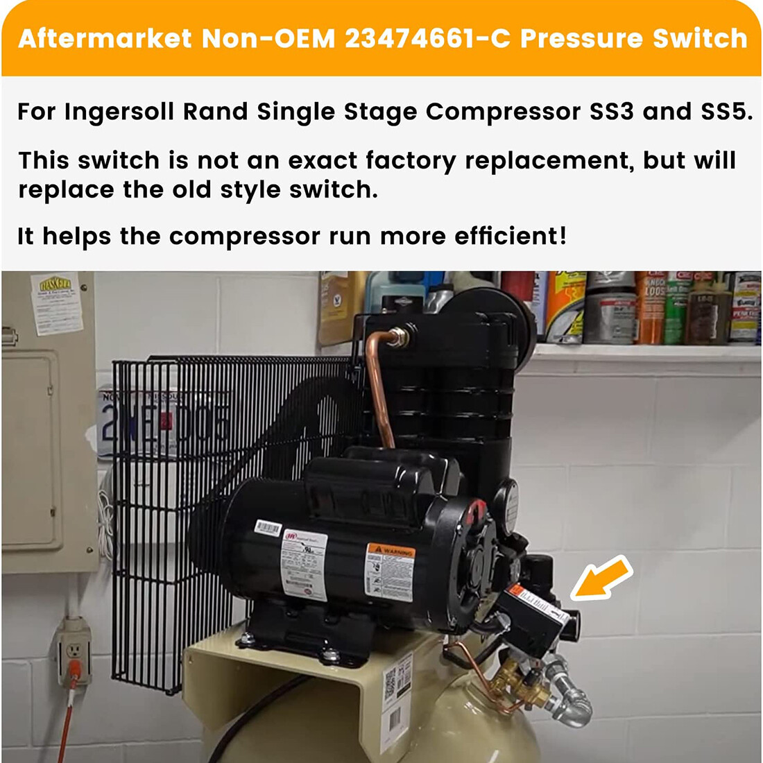 For Ingersoll Rand 23474661-C Pressure Switch Air Compressor SS3 & SS5 95-125PSI