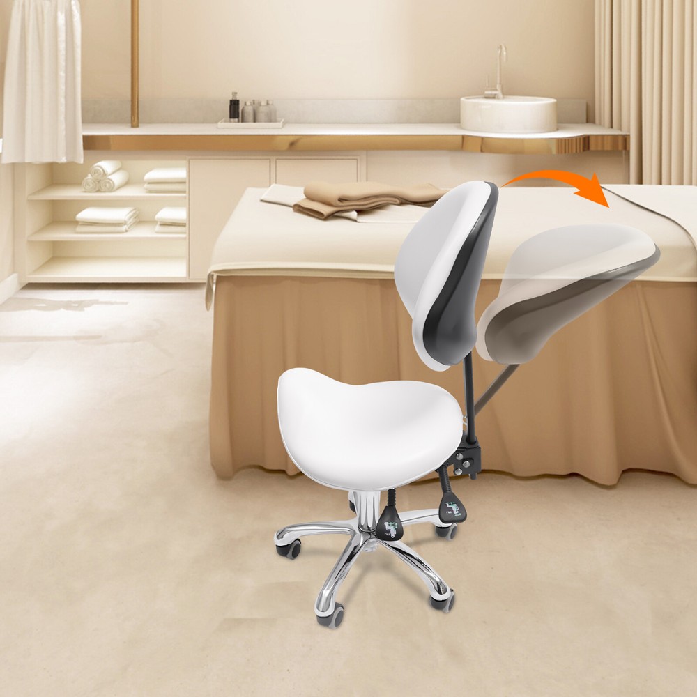 Ergonomic Saddle Stool with Adjustable Backrest for Comfort and Mobility