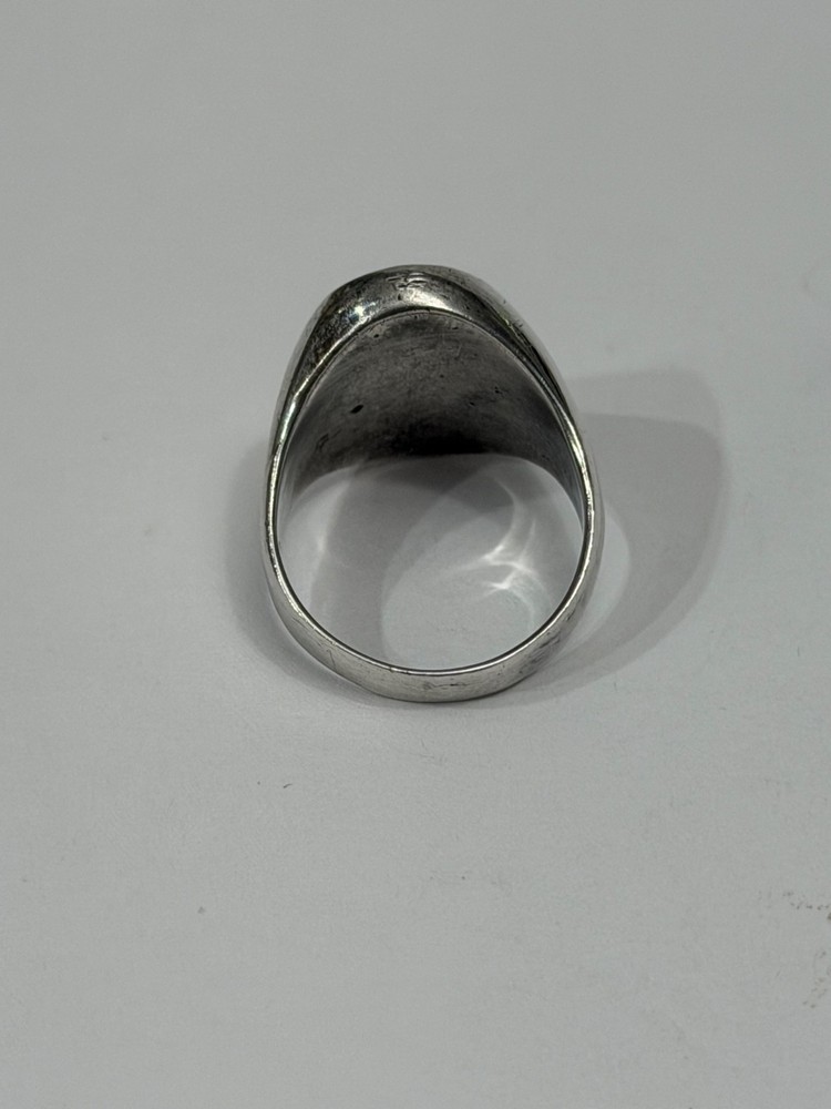 Solid 925 Sterling Silver & Inset Black Onyx Ring - Size Approx. 8.5