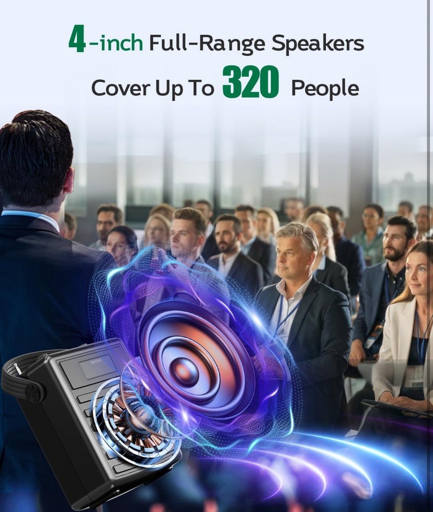 Voice Amplifier with Wireless UHF Microphone, Professional Portable Bluetooth