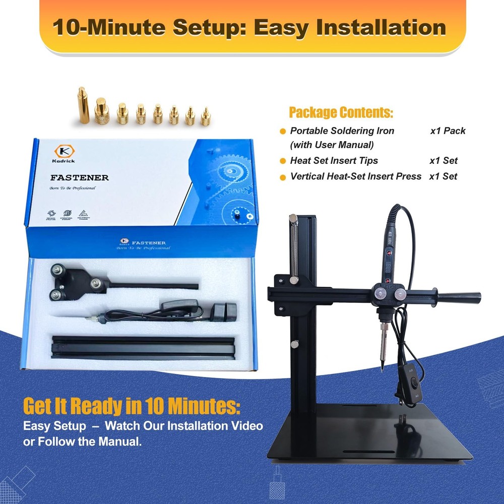 Vertical Heat-Set Insert Press Machine with 80W Digital Temperature-Controlle...