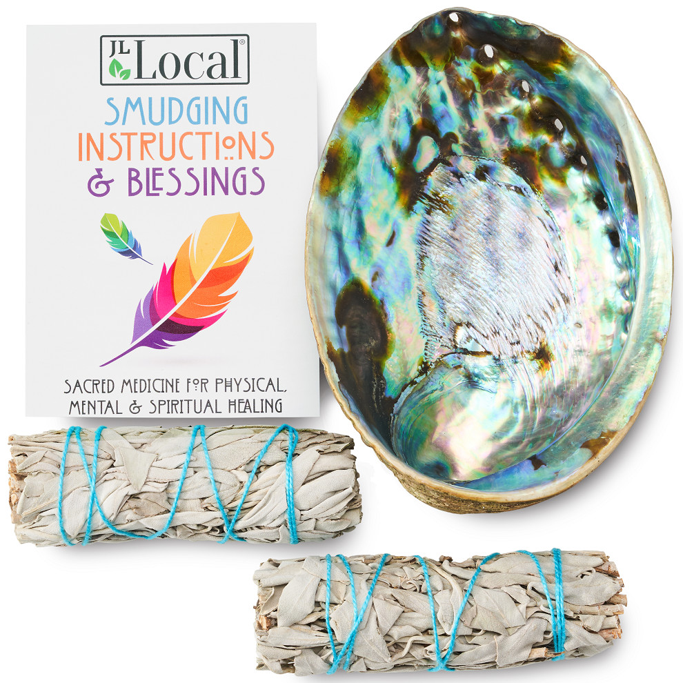 White Sage Smudge Stick Smudge Kit with Abalone Shell | Sage Bundle Smudging Kit