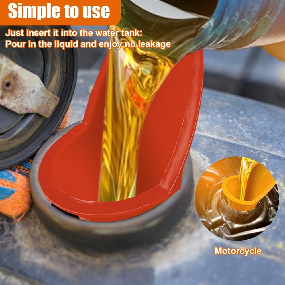 Long Neck Oil Funnel, Plastic Spill Saver Funnels, Multi-Function Red/Orange