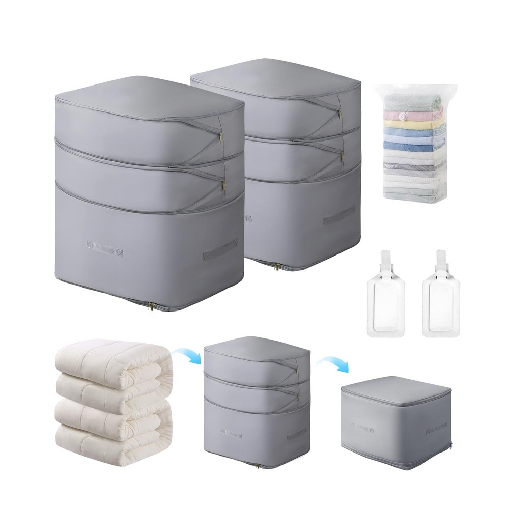 Comforter Storage Bag-Ultra Space Saving Large Self Compression Organizer for...