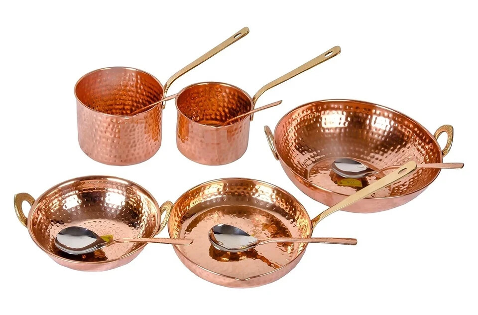 Pure Copper Cookware Set 10 Piece Set with Serving Spoon