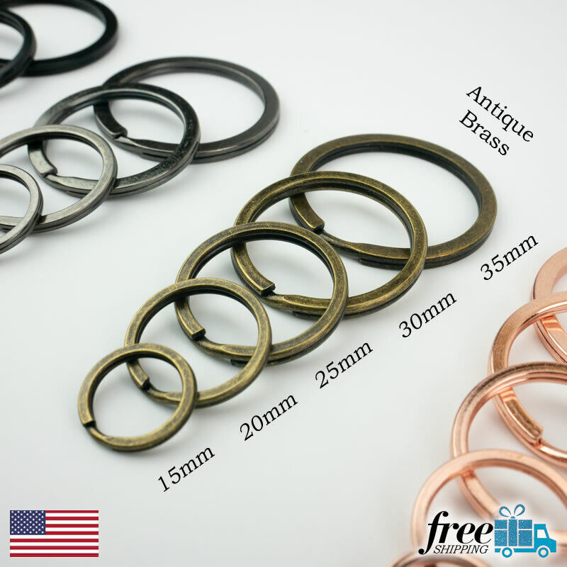Split Ring Flat Surface Key Rings Double Loop Keychain Metal Plating
