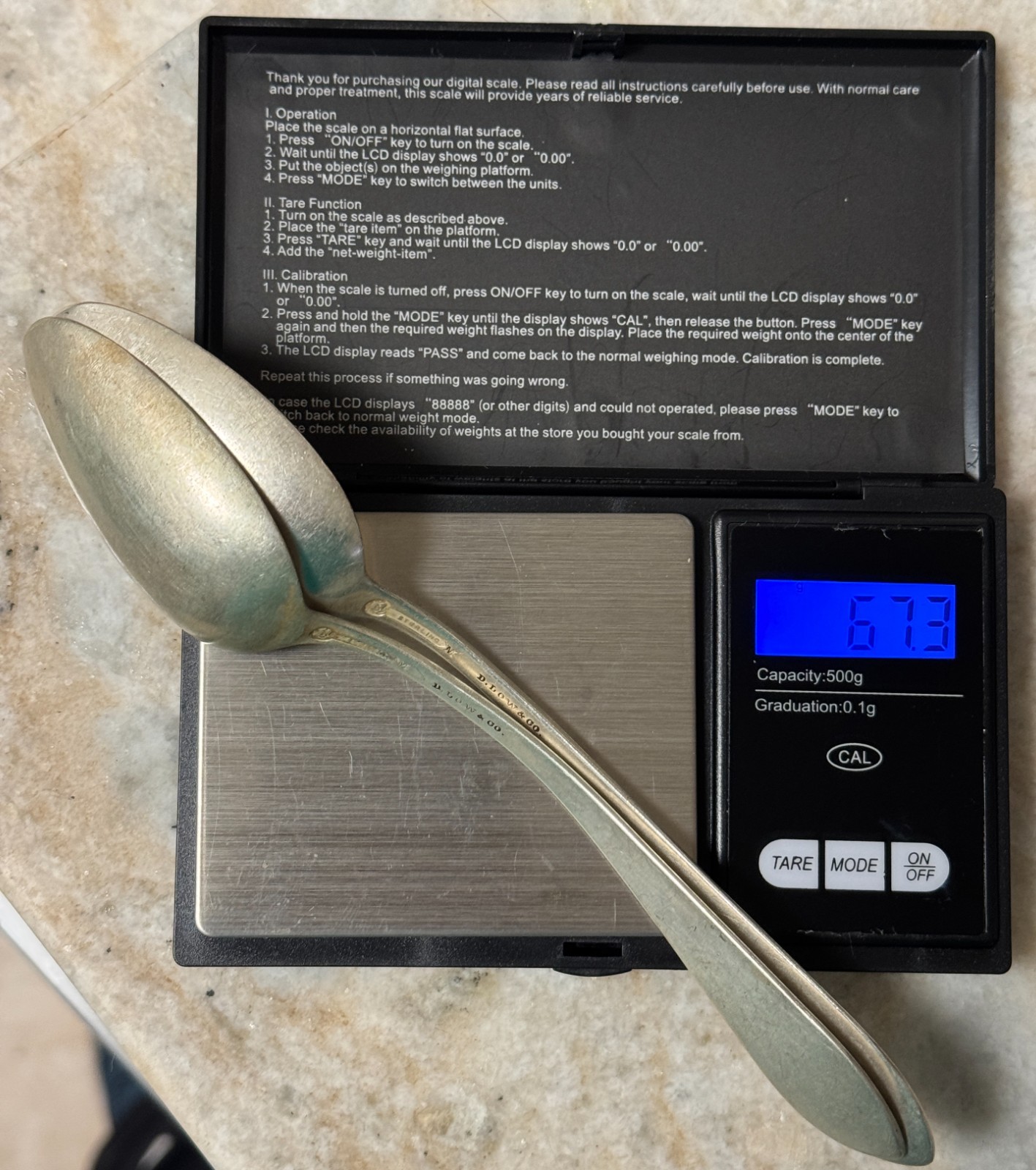 Pair of Antique sterling D. Low & Co. Spoons 7" - 67.3g