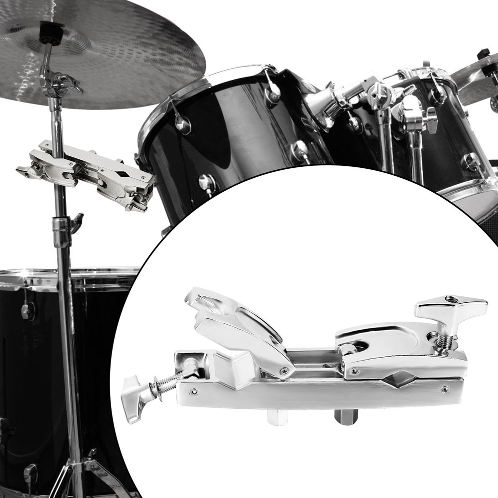 Cymbal Stand Multi-Clamp, Silver Drum Clamp Mount, Adjustable Percussion Drum
