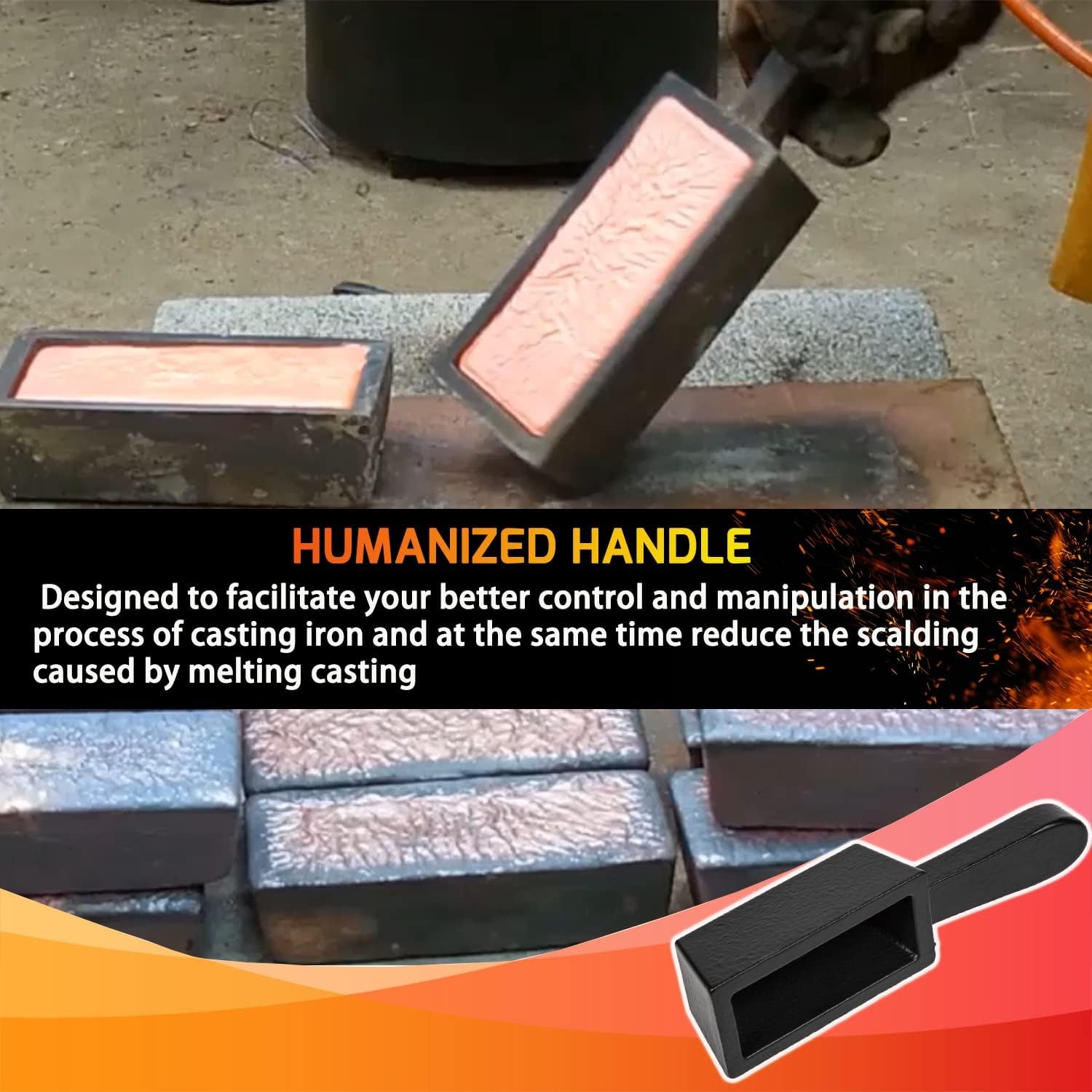 25 oz Gold Bar Loaf Cast Iron Ingot Mold for Custom Smelting Pouring Melting