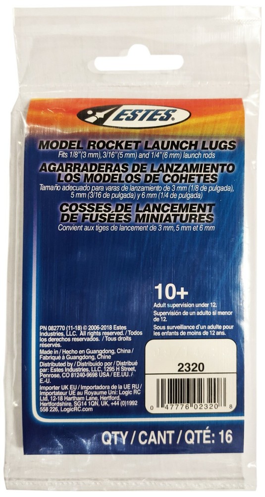 Estes Launch Lug Pack - Includes Eight 1/8" Diameter, Four 3/16", and Four 1/4"