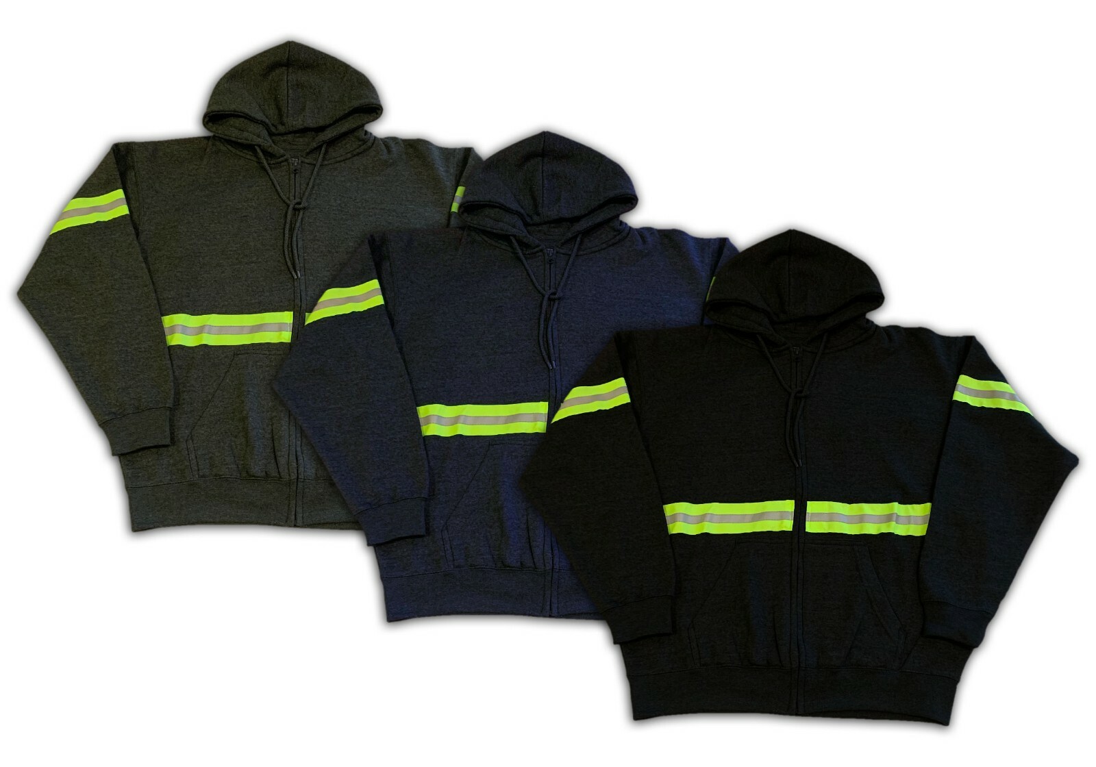 Hoodie Reflective High Visibility Hi Vis Safety Zip Front Work Clothes Uniform
