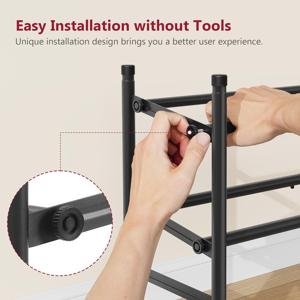 Expandable Shoe Rack for Closet 2 Tier, 28“-41“ Adjustable & Stackable Shoe Shel