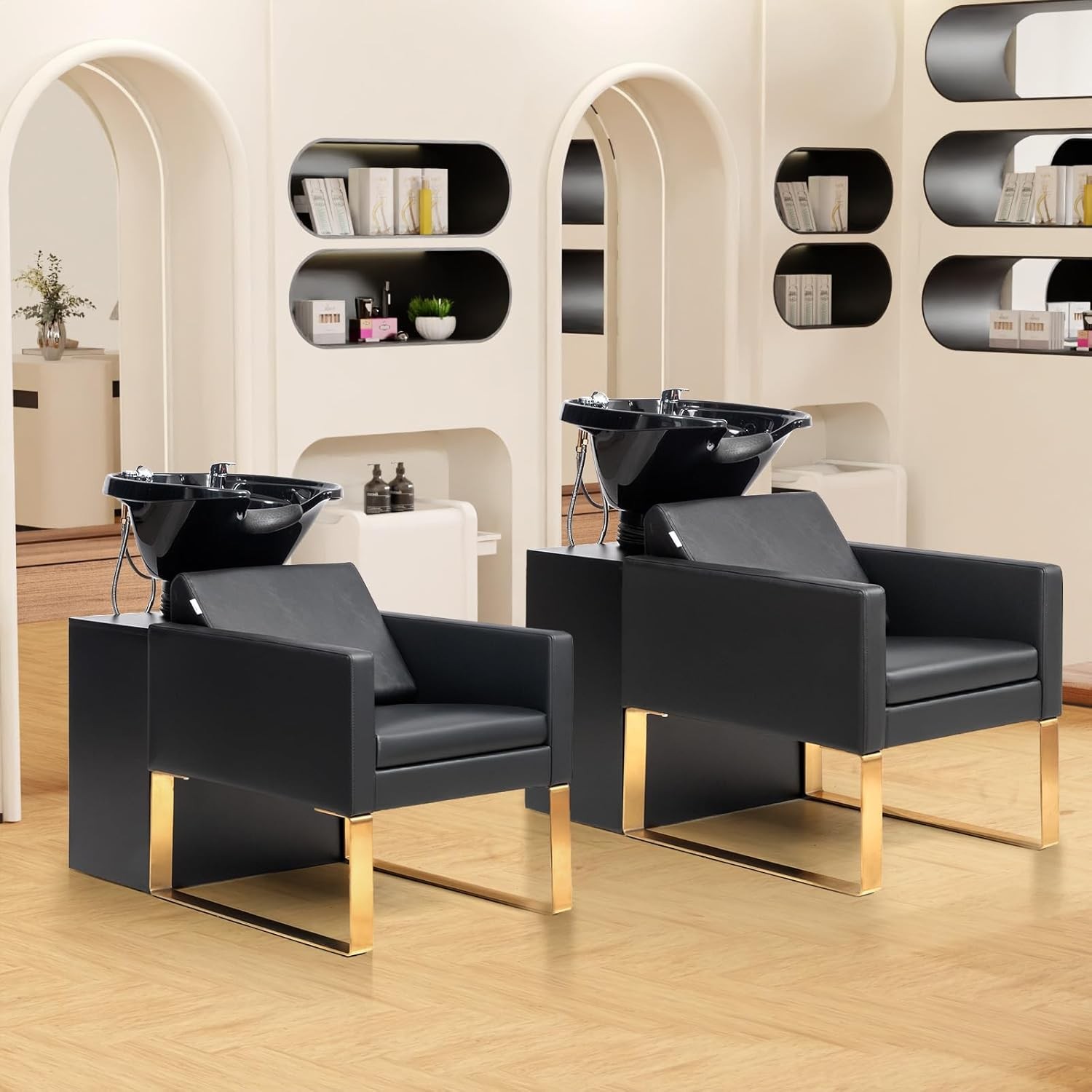 Shampoo Chairs for Salon, Stainless Steel Frame & UPC Certified Shampoo Bowl
