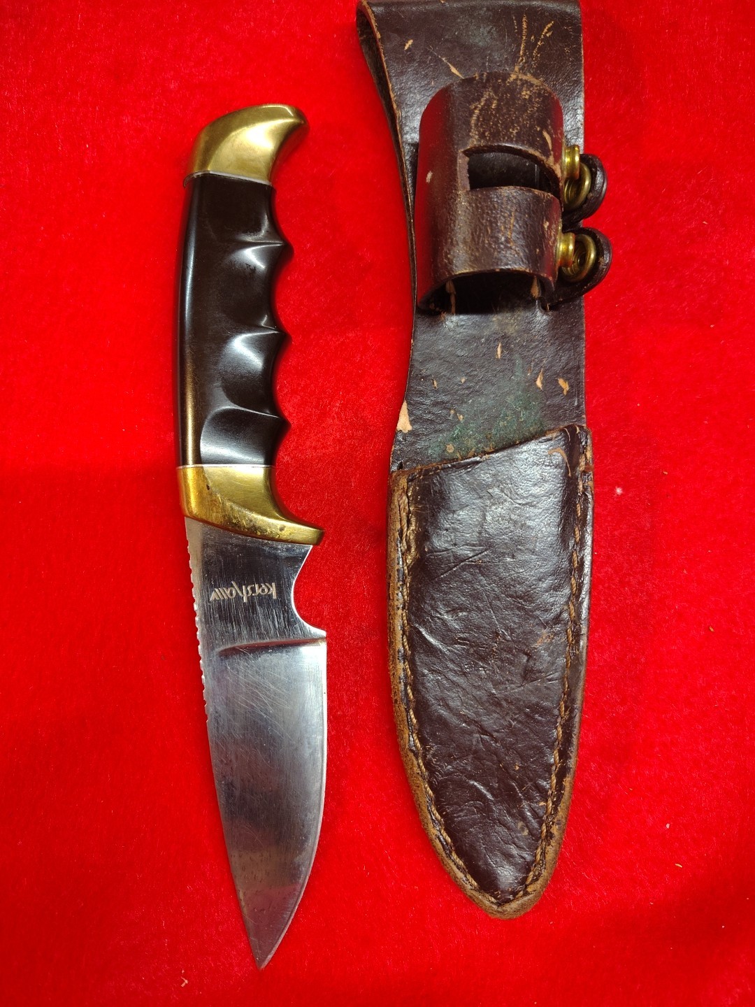 Vintage Kershaw 1030 Fixed Blade Deer Hunter Knife with Sheath