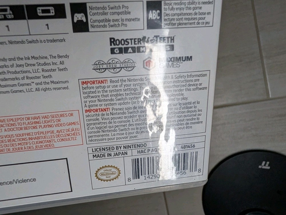 NO GAME Bendy And The Ink Machine Nintendo Switch Case