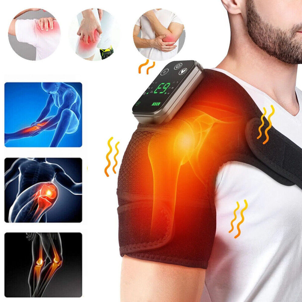 Heated Shoulder Brace Massage Rotator Cuff Support Compression Wrap Rechargeable