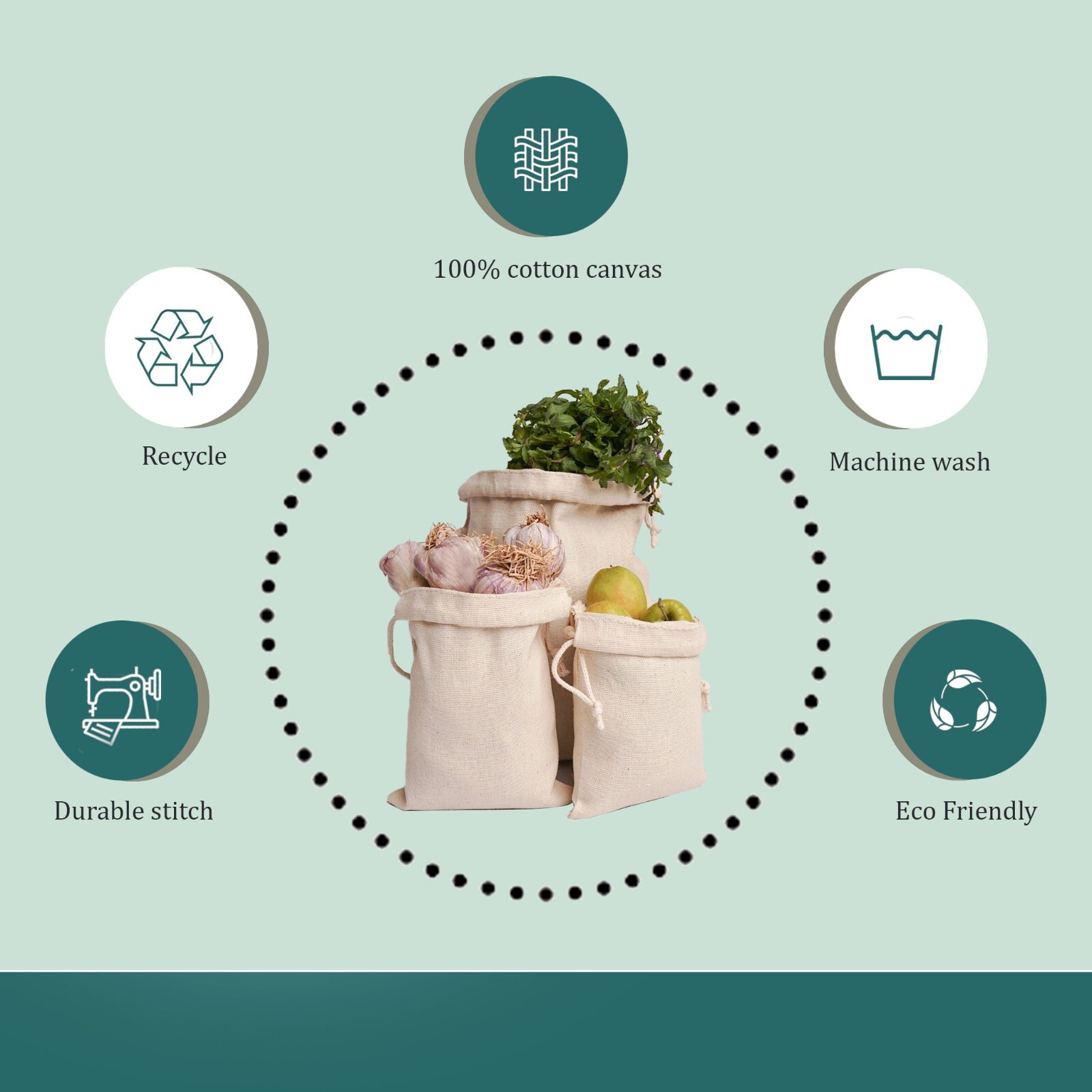 Canvas Cotton Double Drawstring Thick Reusable High Quality Storage Muslin Bags