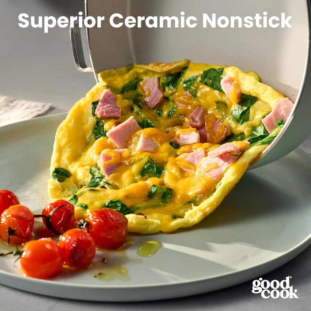 Ceramic Cookware Set 5-Piece with Removable Handle, Induction Compatible, Nonsti