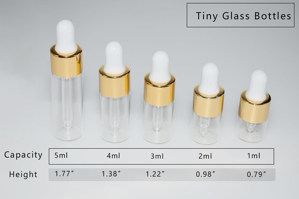 Small Dropper Bottle, 10pcs 1ml Mini Sample Bottles 1ml, Clear