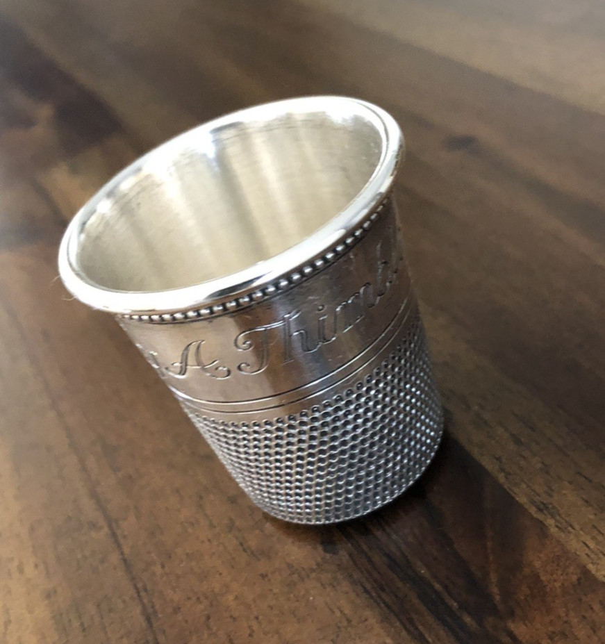 Thomae & Co.  Sterling Silver "Only A Thimble Full"  Shot  Glass Jigger
