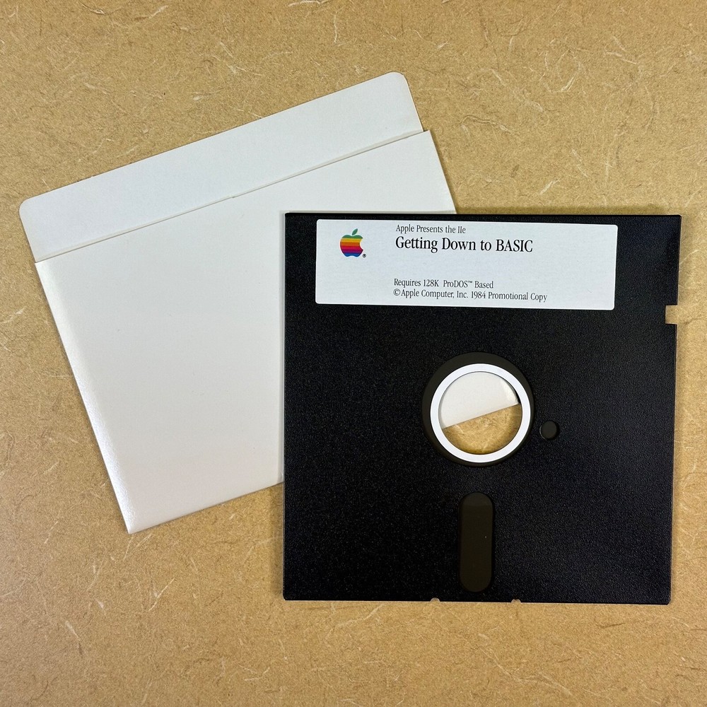 Rare Apple IIe TUTORIAL Double-sided disk Getting ..BASIC / Exploring Apple Logo