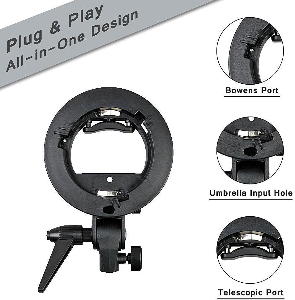 S Type Bracket Stable Bowens S Mount Holder for Speedlite Flash Snoot Softbox