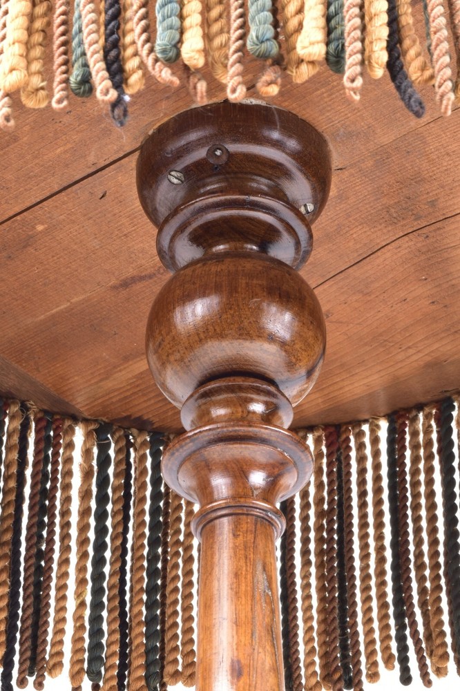 Antique Walnut Side Table with Micro Beaded Top Hand Needlework