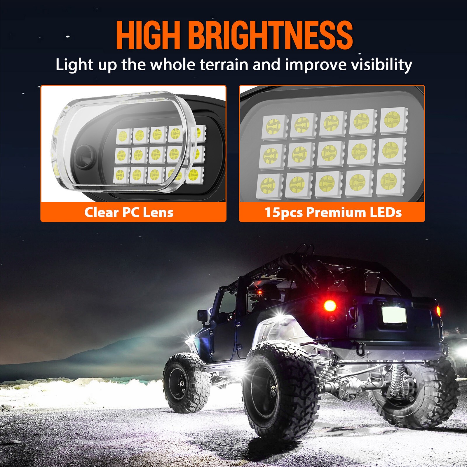 12x Pure White LED Rock Lights Underbody Glow Lamp for Offroad SUV Pickup Truck
