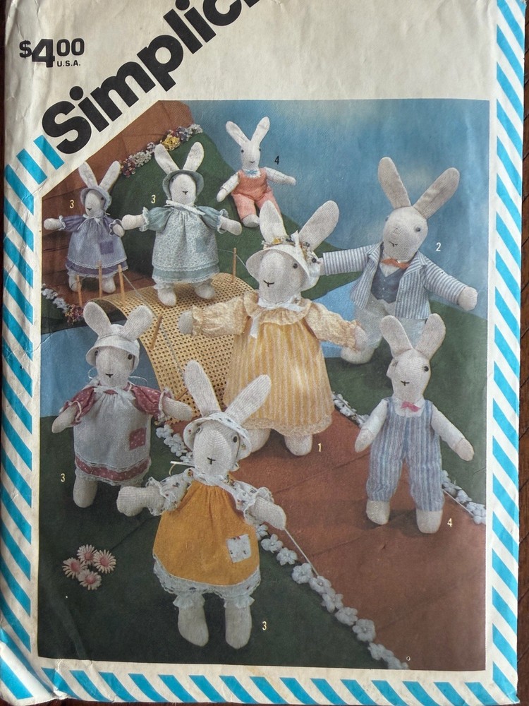 Vintage Simplicity Pattern 6312 for Easter Bunnies and Wardrobe Cut & Complete