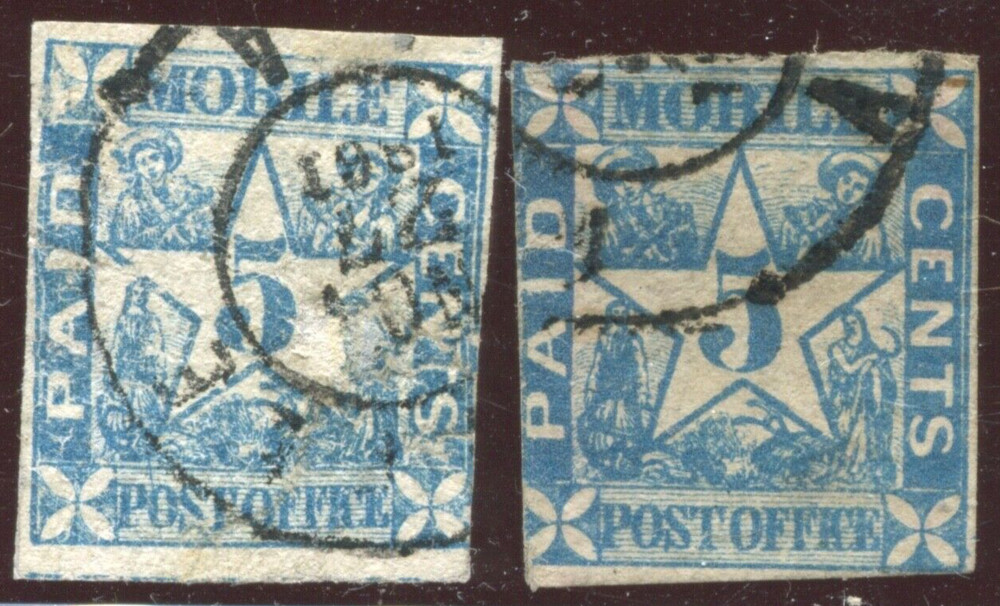 CSA 58X2 Postmaster Provisional Used Stamps, One with Line thru 'O' of 'Office'
