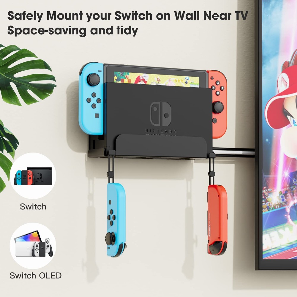 KUNSLUCK Wall Mount for Switch/Switch OLED, Metal Material Wall Mount Holder wit
