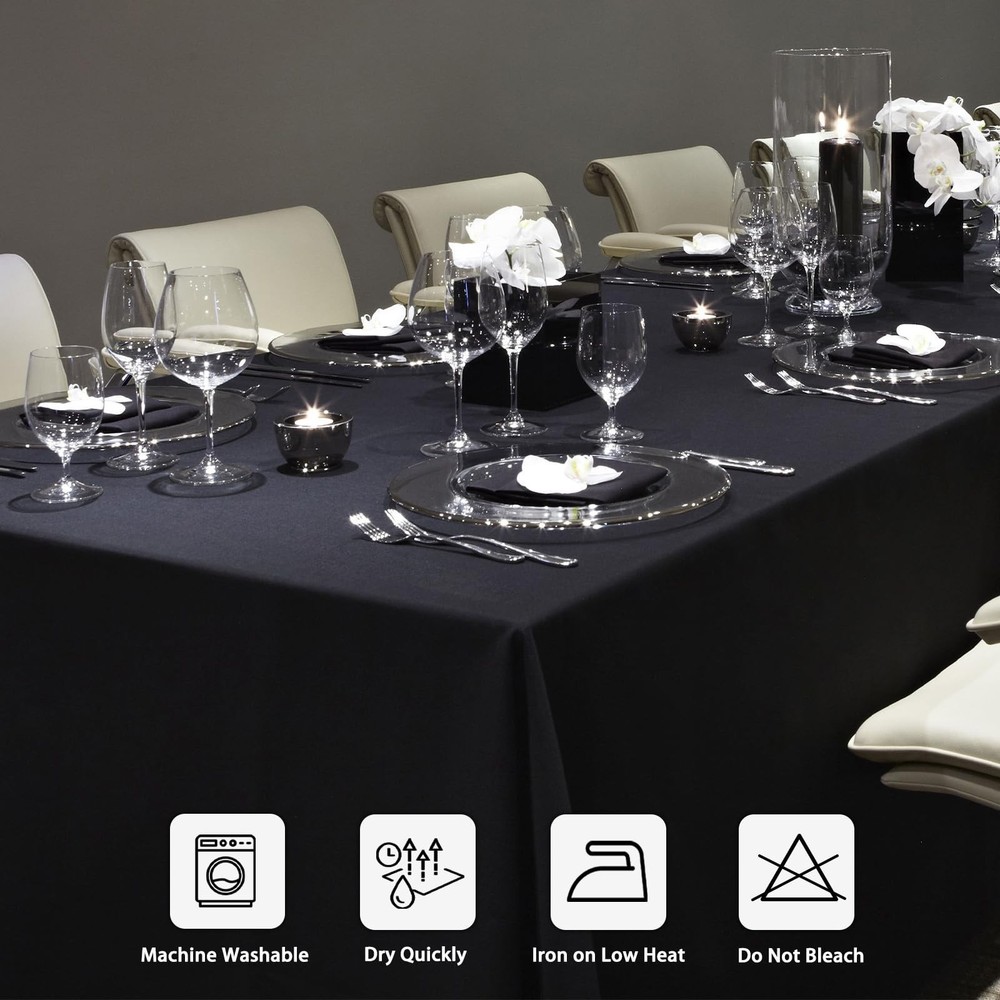 12 Pack Black Tablecloths 60 x 102 Inch Rectangular Table Cloths for Rectangl...